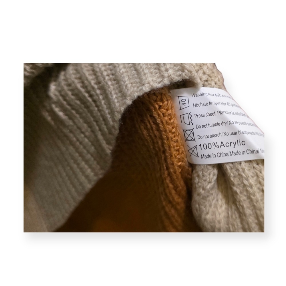 Zeagoo Colorblock Turtleneck Sweater XL Oversized Neutral Knit - Picture 6 of 6